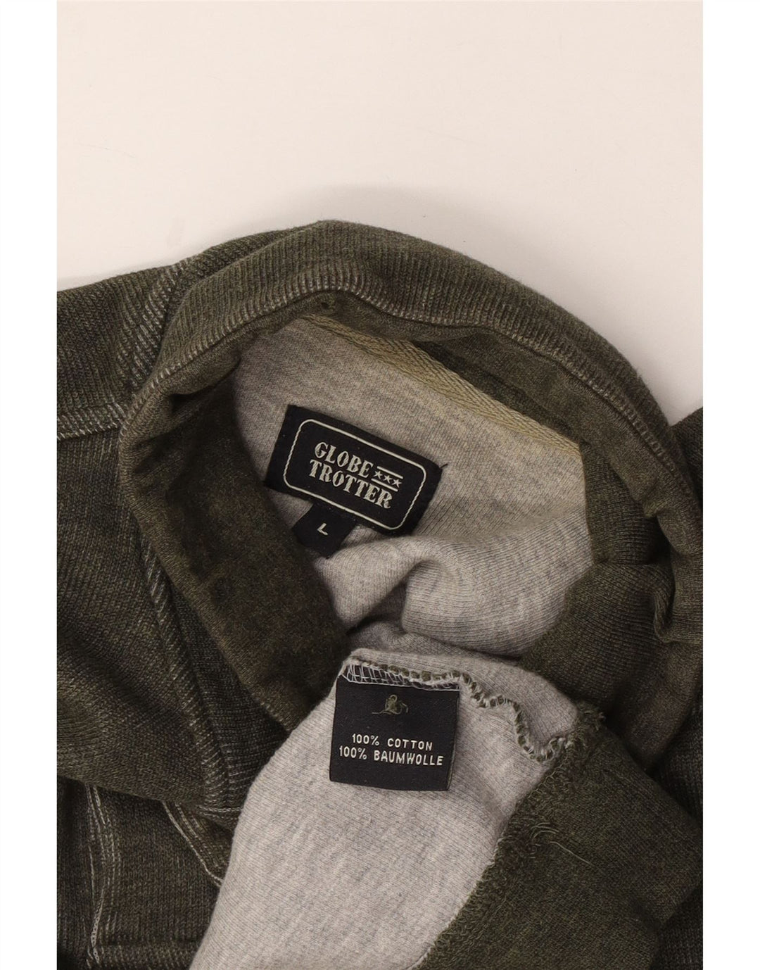 Moletom masculino Globe Trotter com gola redonda e grande algodão cáqui