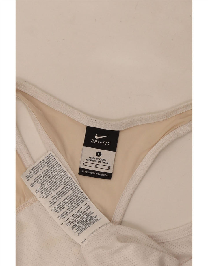 Nike Womens Dri Fit Vest Top UK 14 Grande Off White Poliéster
