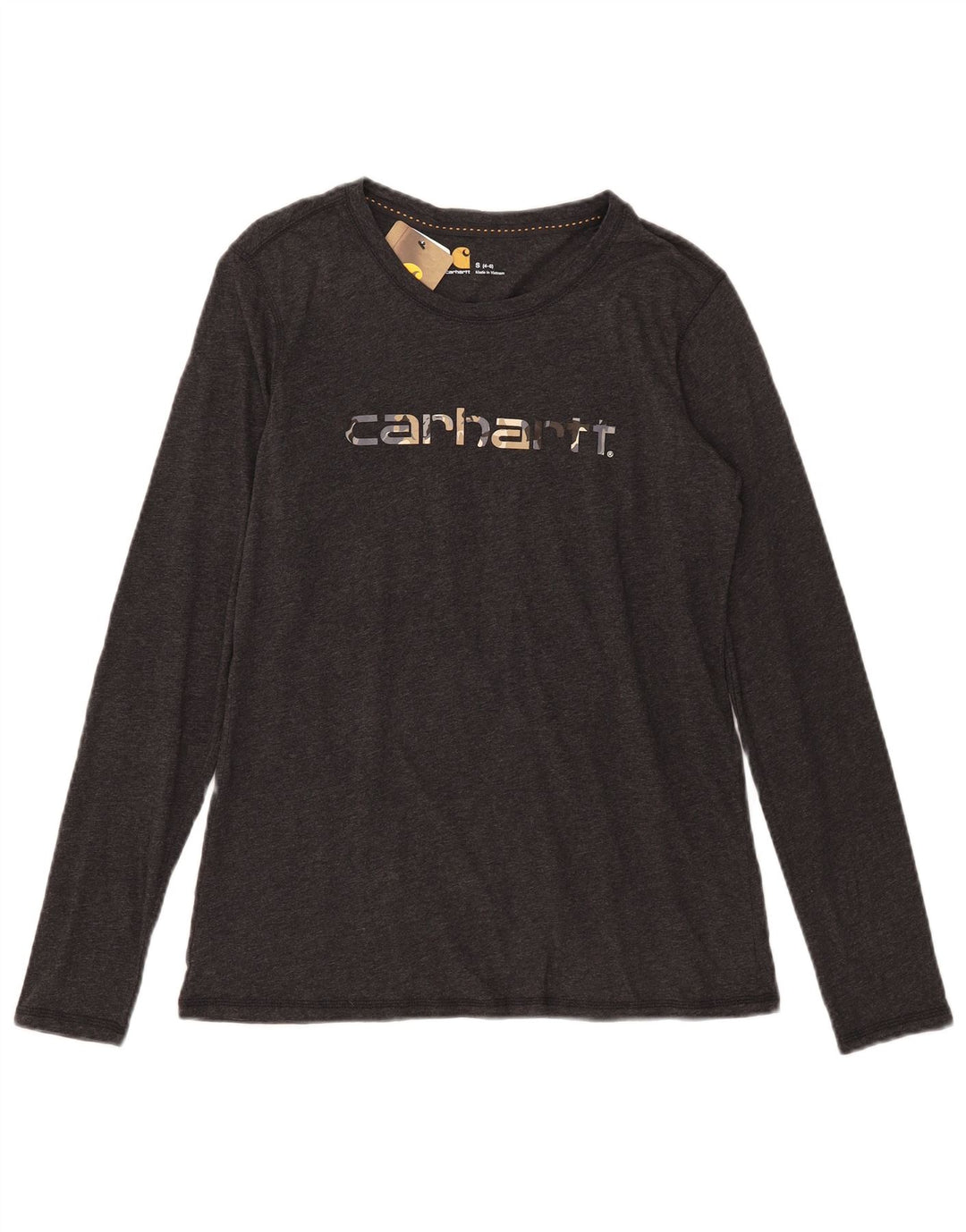 Top gráfico feminino Carhartt manga comprida US 4/6 algodão cinza pequeno