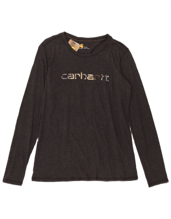 Top gráfico feminino Carhartt manga comprida US 4/6 algodão cinza pequeno