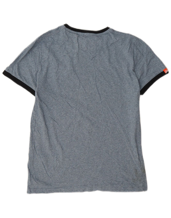 Camiseta masculina Superdry top pequeno algodão manchado azul