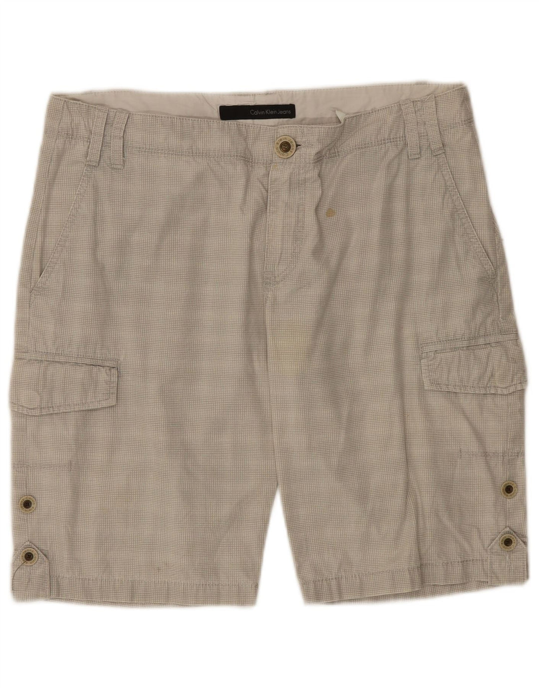 Shorts cargo masculino CALVIN KLEIN W33 algodão xadrez cinza médio