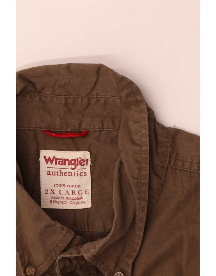 Camisa Wrangler masculina de manga curta 2XL algodão cáqui