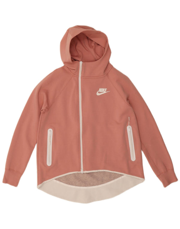 Suéter Nike feminino com capuz e zíper grande UK 10 pequeno algodão rosa