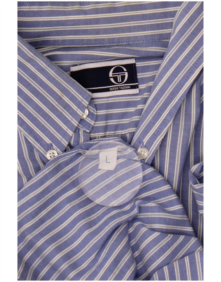 Camisa masculina Sergio Tacchini grande listrada azul