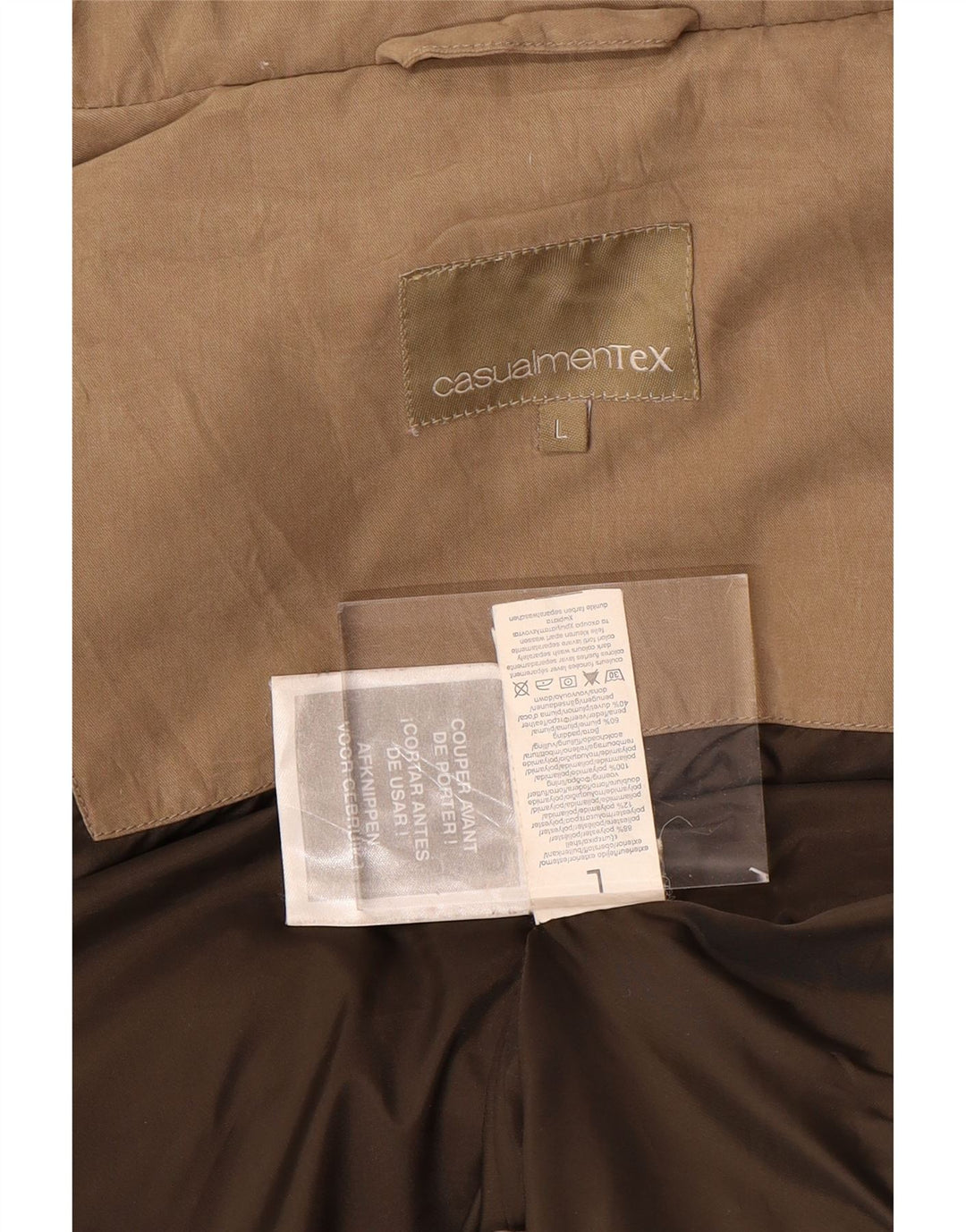 Colete acolchoado masculino VINTAGE UK 40 grande poliéster bege