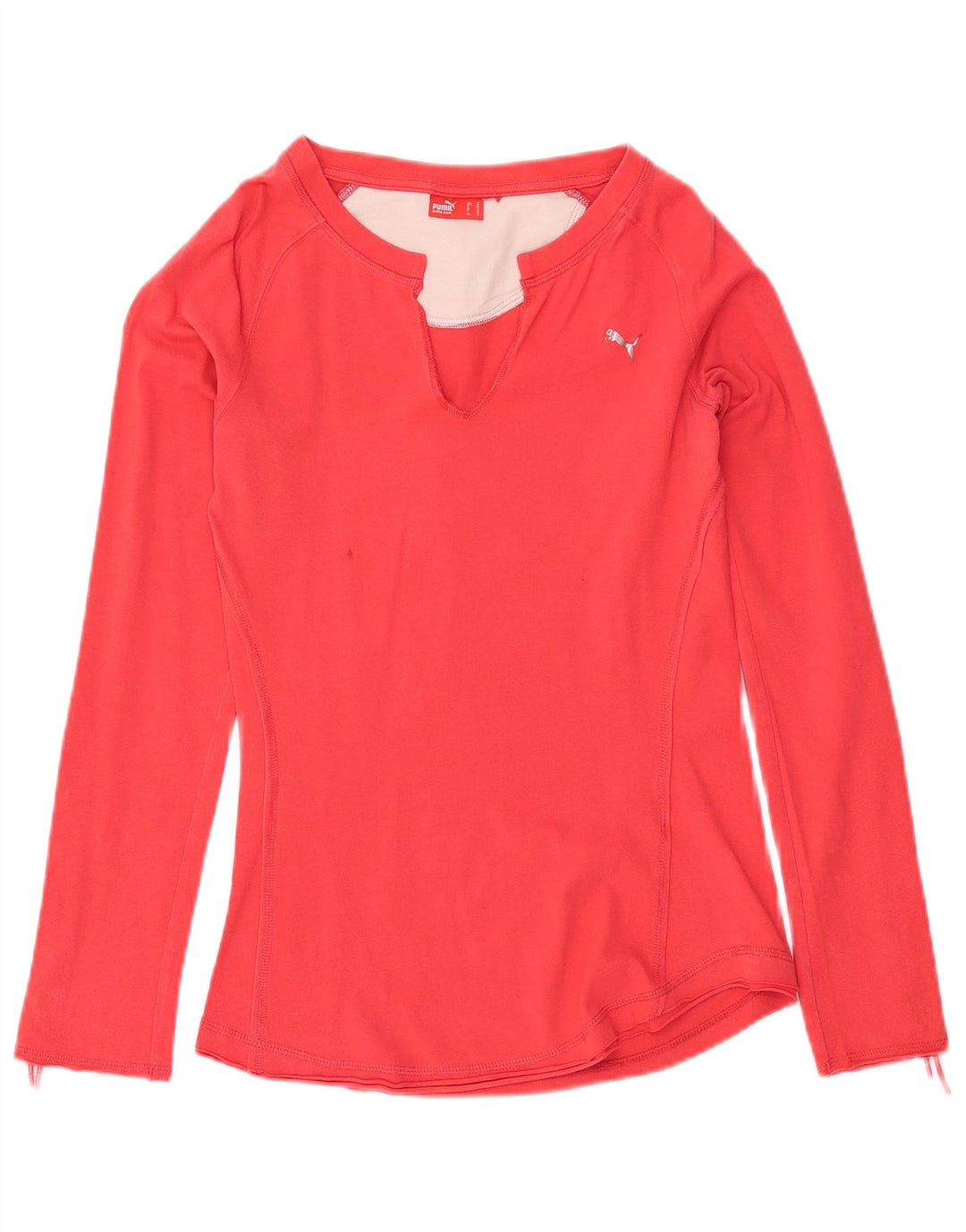 Top feminino PUMA manga comprida UK 12 médio vermelho