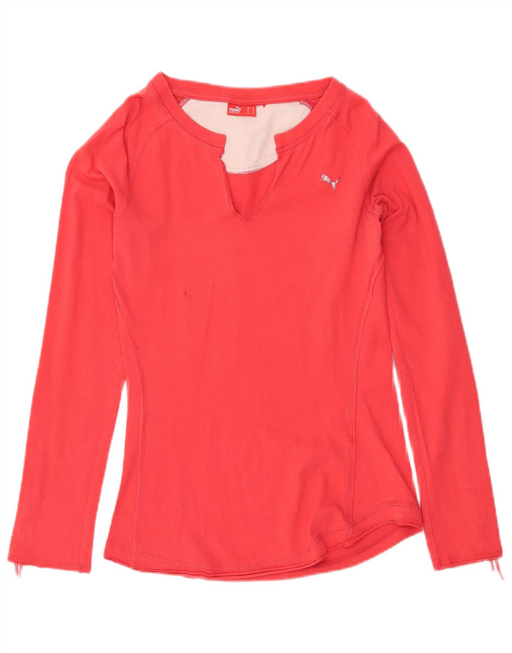 Top feminino PUMA manga comprida UK 12 médio vermelho