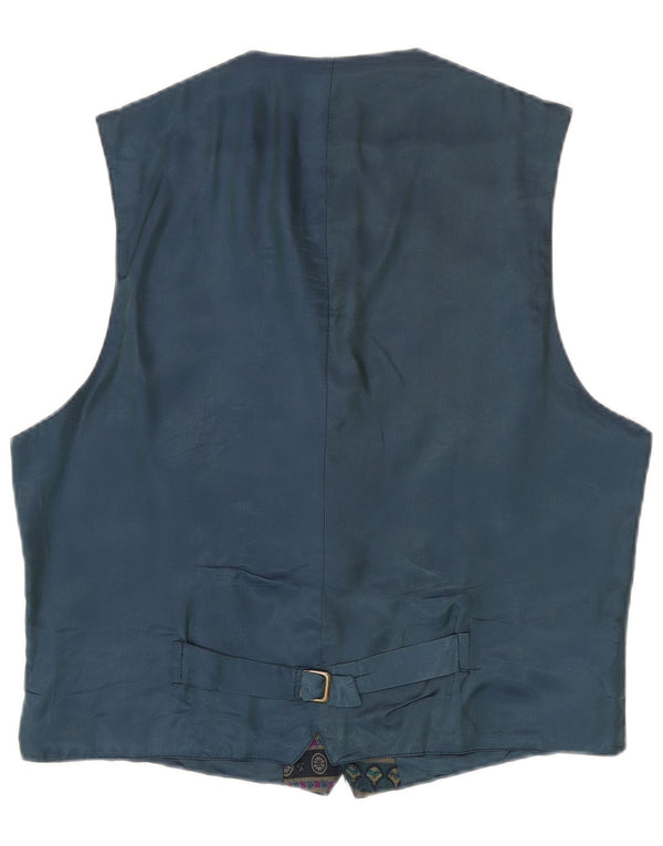 Colete masculino vintage XL azul marinho poliéster geométrico