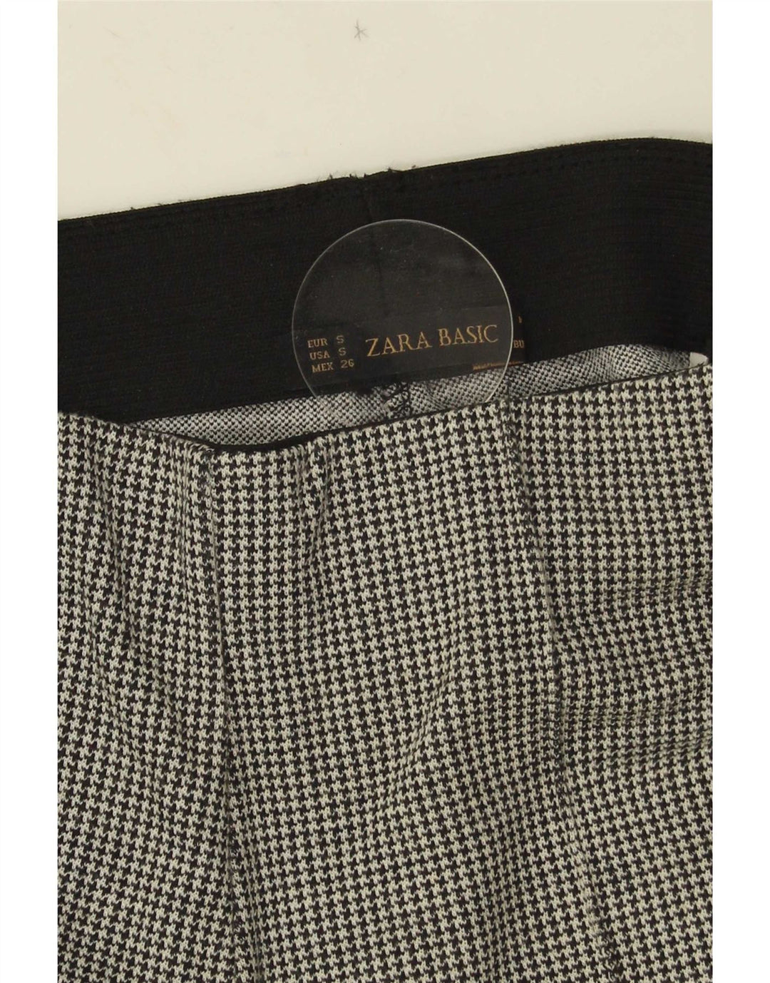 Zara Calça feminina casual estribo pequeno W26 L26 cinza houndstooth