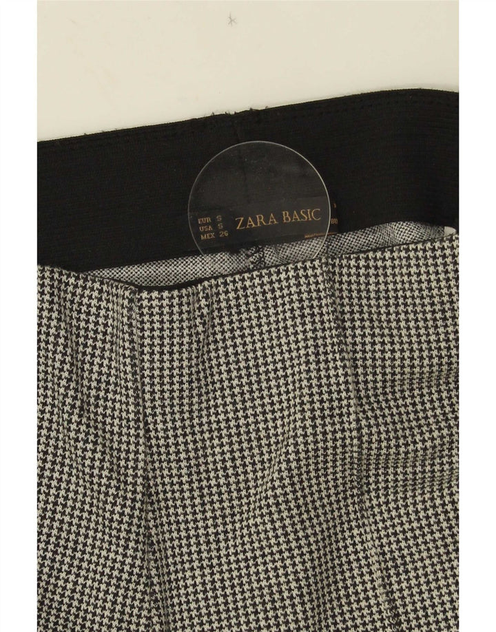 Zara Calça feminina casual estribo pequeno W26 L26 cinza houndstooth
