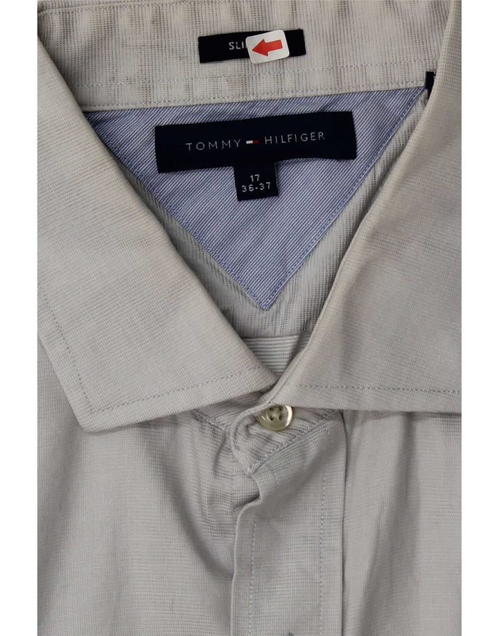 Camisa masculina Tommy Hilfiger Slim Fit tamanho 17 XL cinza