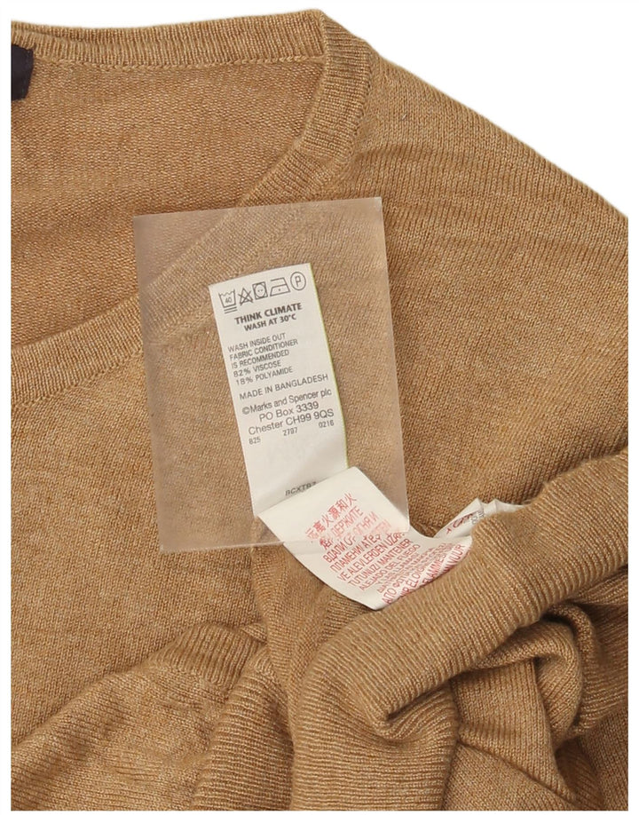 Suéter cardigã feminino Marks & Spencer Reino Unido 14 grande viscose bege