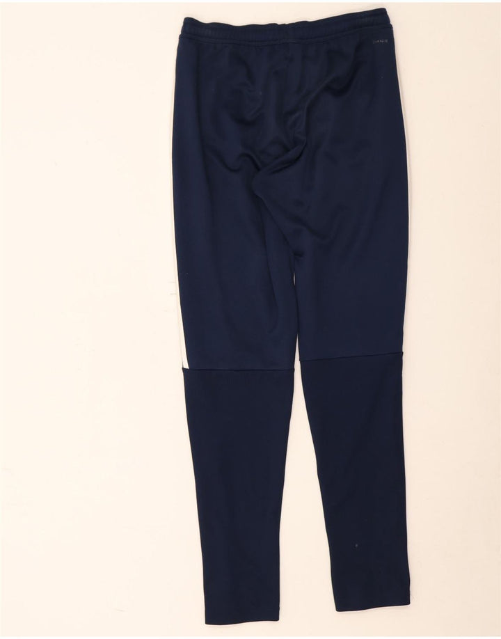 Calça de treino masculina Adidas Climalite pequena azul marinho poliéster