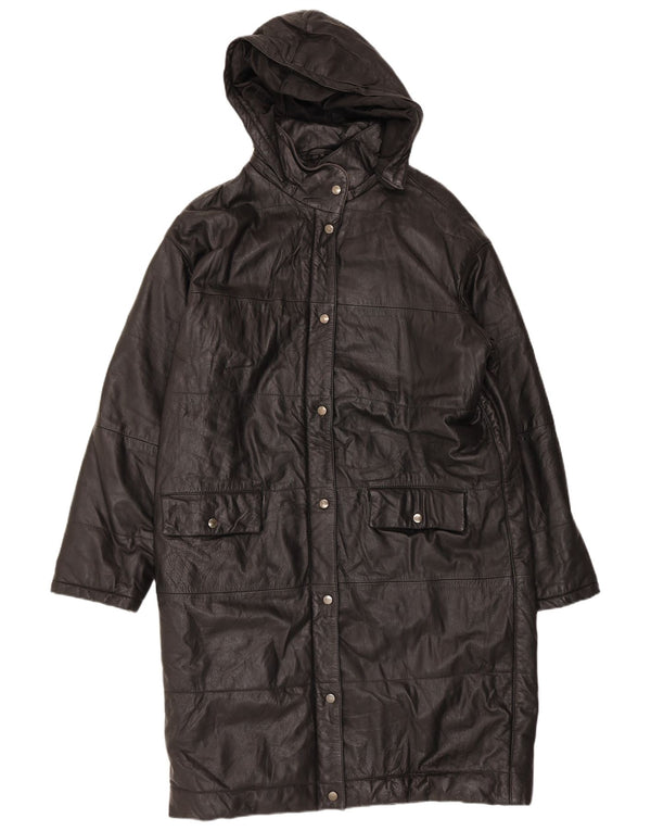 Casaco feminino de couro com capuz Orfatti IT 48 XL preto