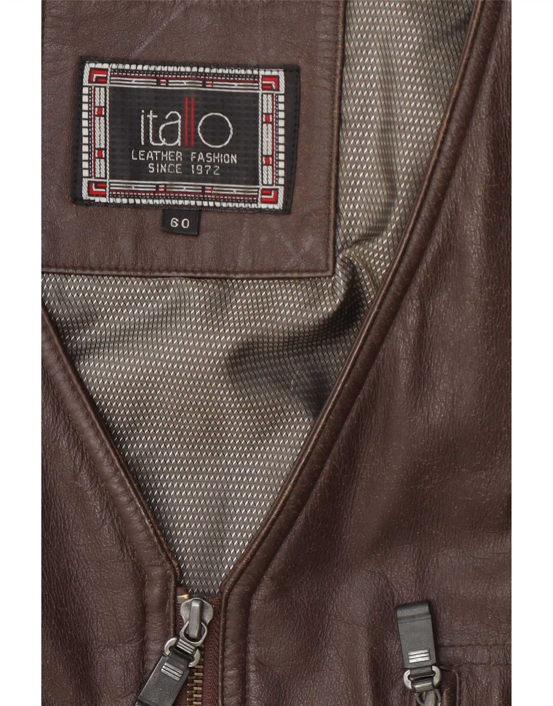 Colete utilitário masculino de couro Itallo IT 60 4XL marrom