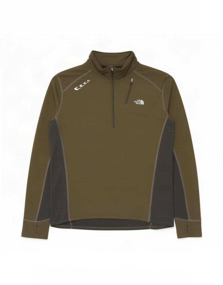 Pulôver masculino The North Face com zíper e gola alta, moletom grande cáqui colorido