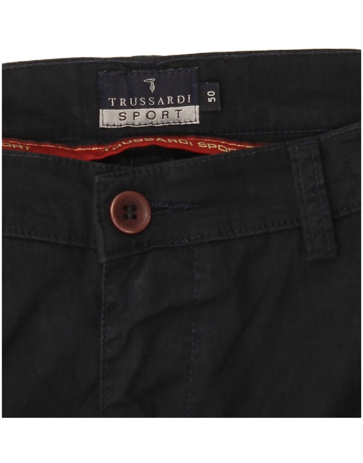 Calça chino reta masculina TRUSSARDI IT 50 grande W30 L31 azul marinho