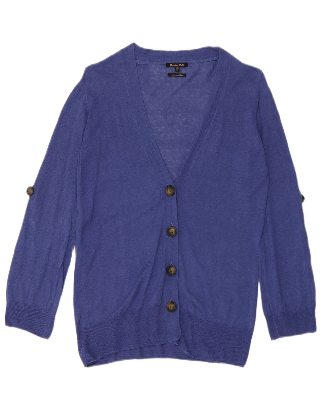 Suéter cardigã feminino Massimo Dutti Reino Unido 12 linho azul médio