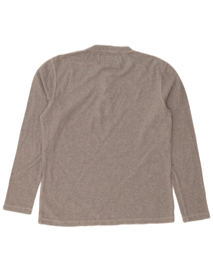 SUPERDRY Camiseta masculina manga comprida cinza médio