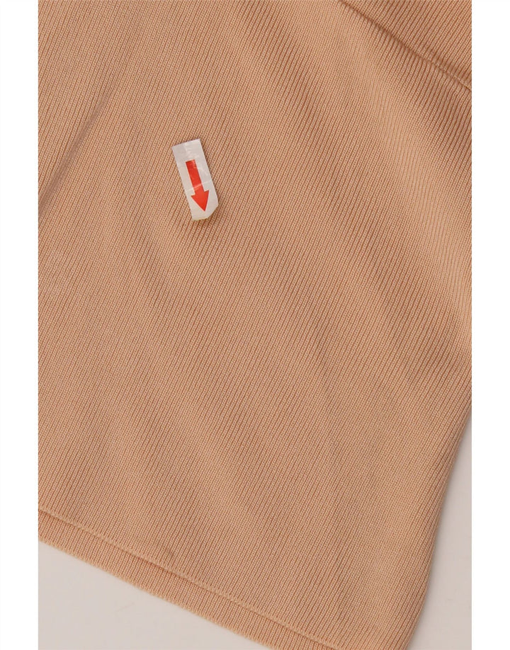 Top feminino Zara de manga comprida UK 8 pequeno bege viscose