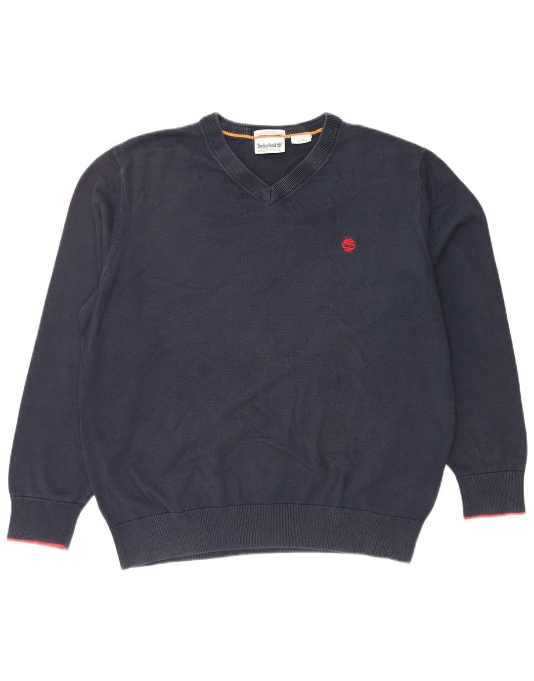 Suéter feminino TIMBERLAND com decote em V UK 18 XL azul marinho algodão