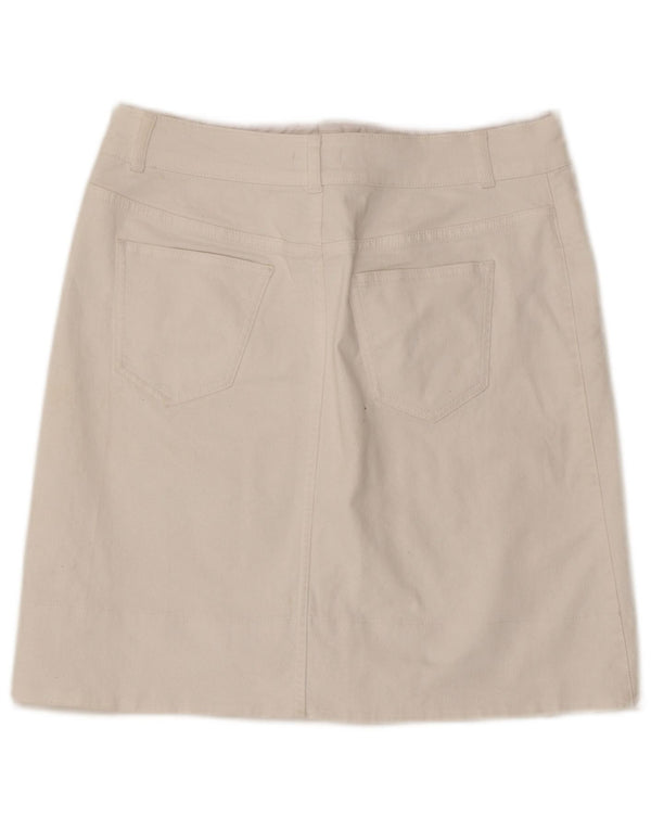 Saia jeans feminina Hobbs UK 14 grande W33 algodão branco