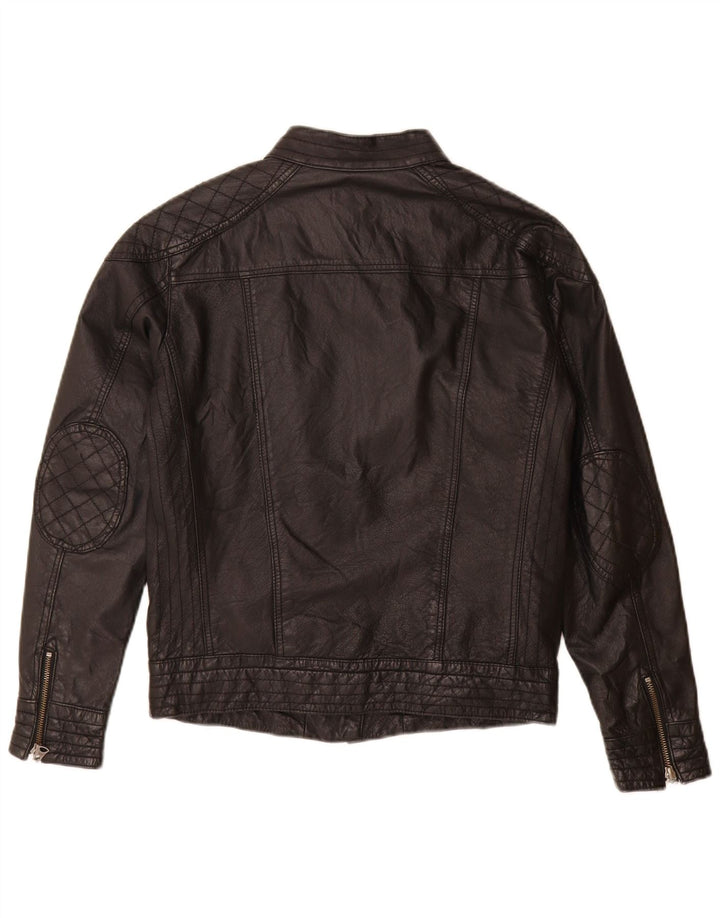 Jaqueta feminina de couro PEPE Jeans para motociclista Reino Unido 14 couro preto médio