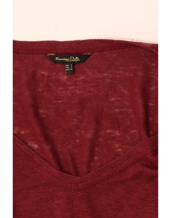 Camiseta feminina Massimo Dutti UK 10 pequena Borgonha