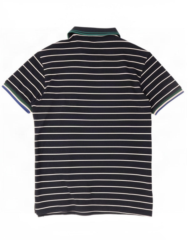 Fred Perry Boys Polo Shirt 15-16 Years Navy Blue Striped Cotton
