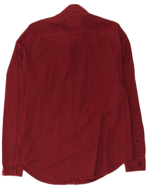 Camisa masculina Hollister de algodão médio Borgonha