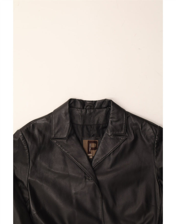 CONBIPEL Womens Leather Coat IT 48 XL Black Leather Vintage Conbipel and Second-Hand Conbipel from Messina Hembry 