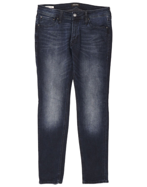 Jack & Jones Mens Liam Skinny Jeans W33 L32 Azul Marinho Algodão
