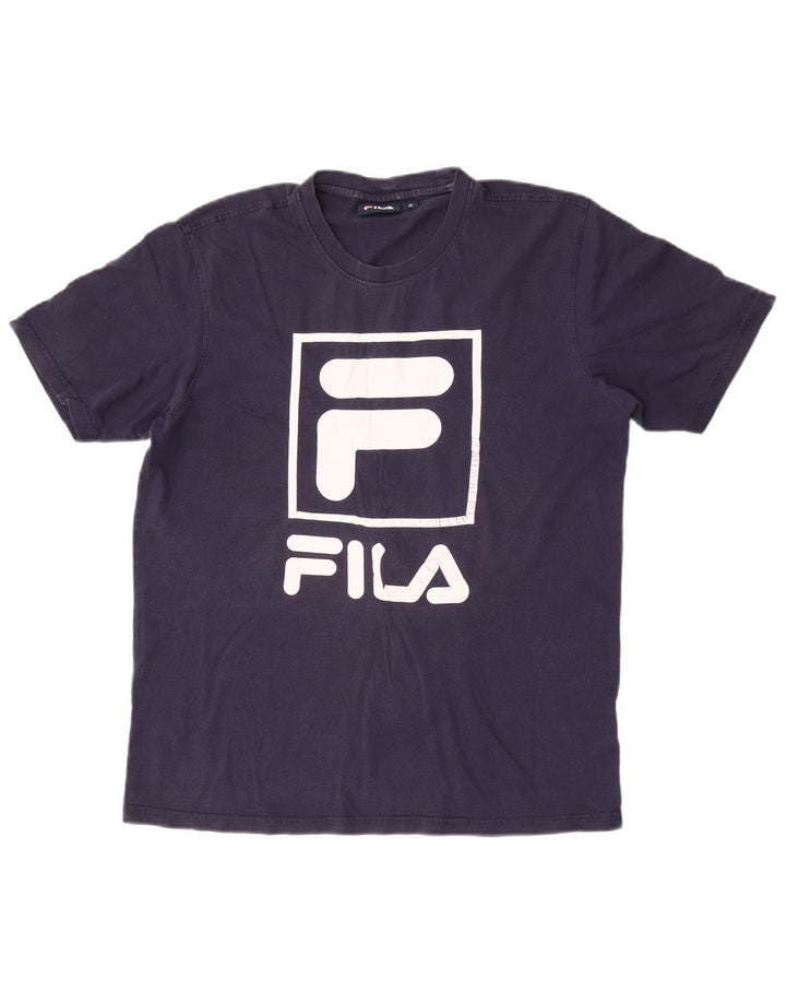 Fila Mens Graphic T-Shirt Top Médio Algodão Azul Marinho