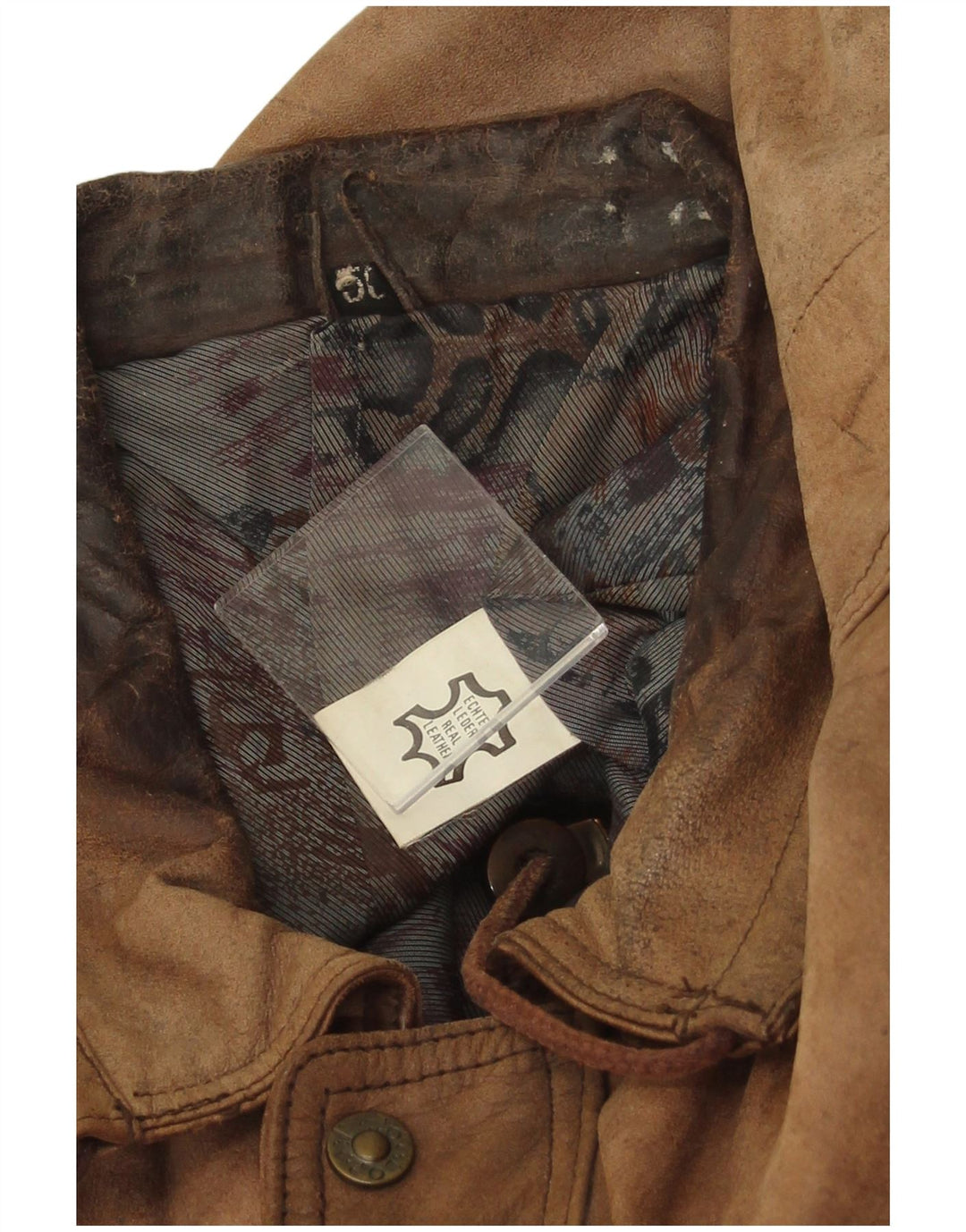 Colete de couro masculino vintage IT 50 grande couro marrom