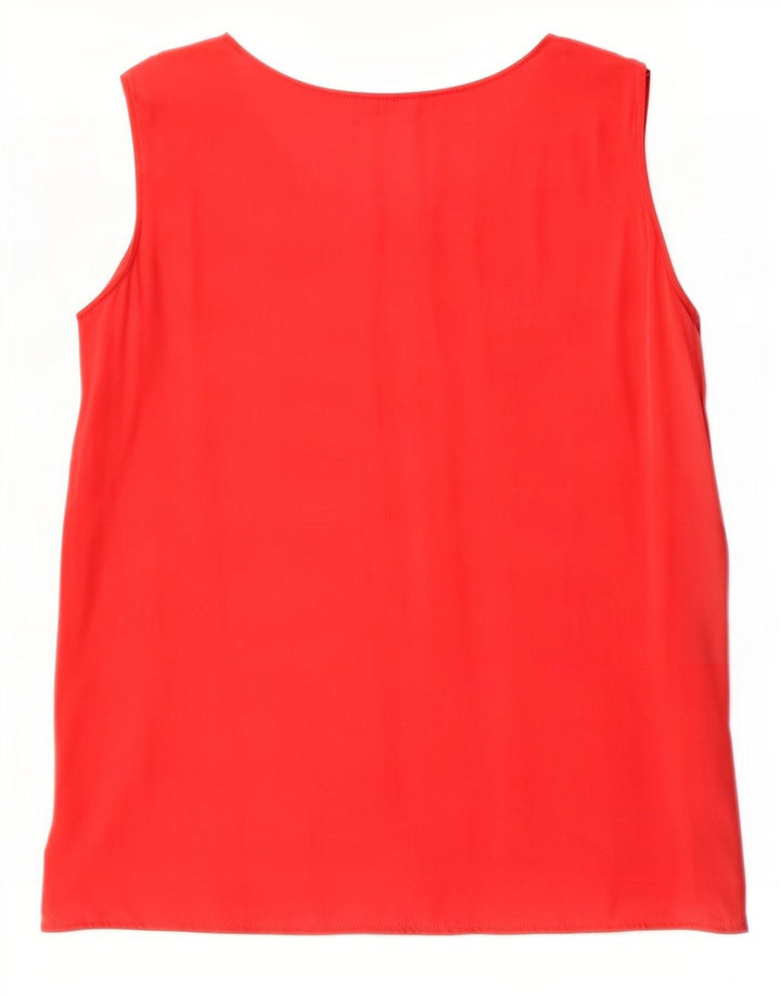 Blusa feminina sem mangas ELENA MIRO Reino Unido 16 grande seda vermelha