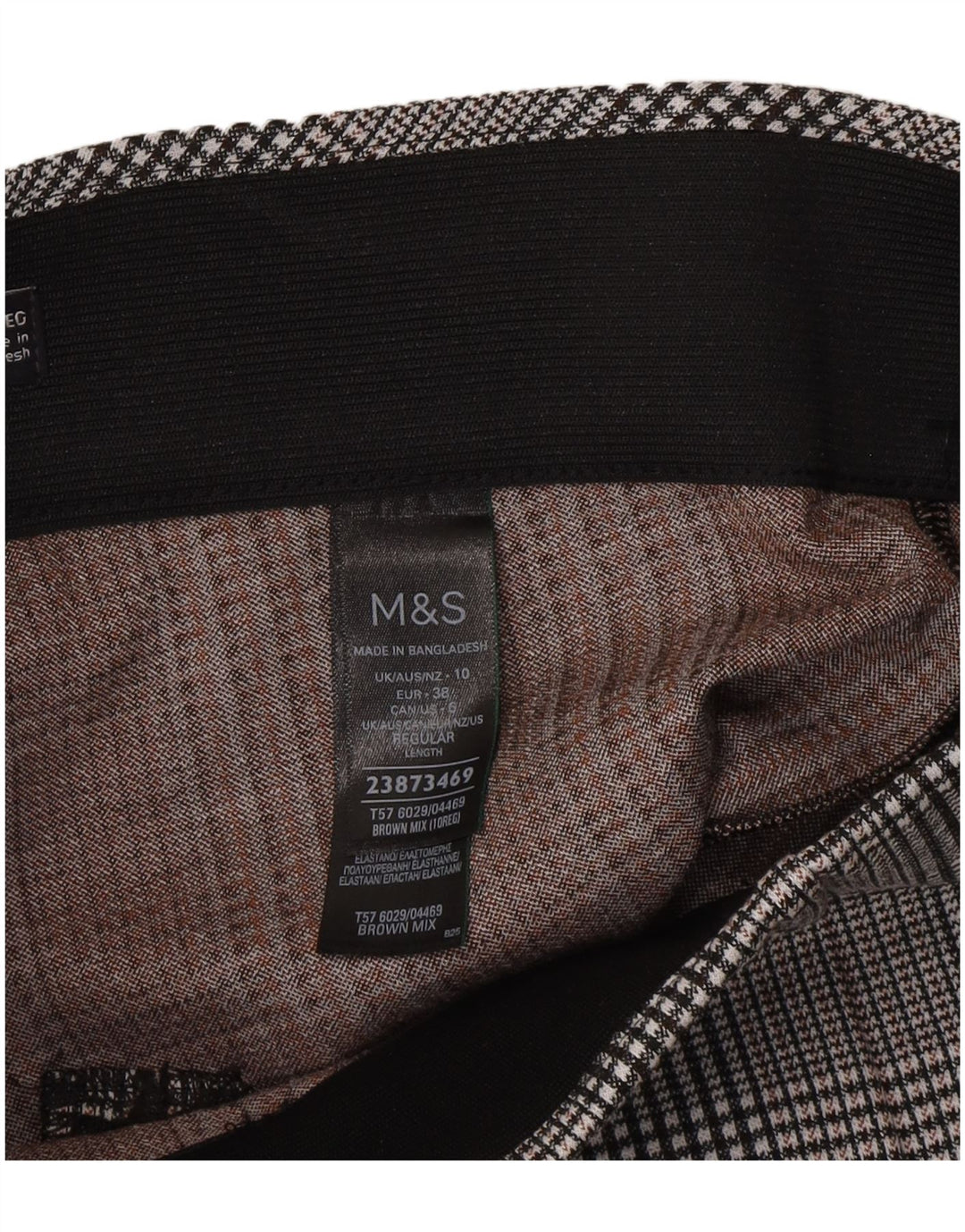 Leggings femininos Marks & Spencer UK 10 poliéster cinza houndstooth pequeno