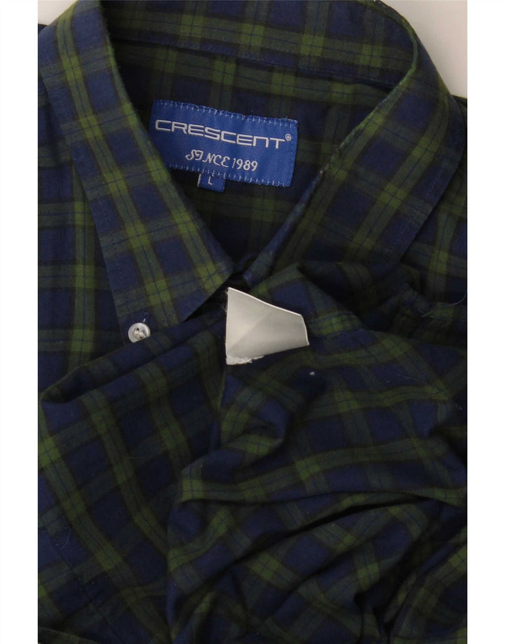 Camisa masculina vintage grande xadrez azul marinho