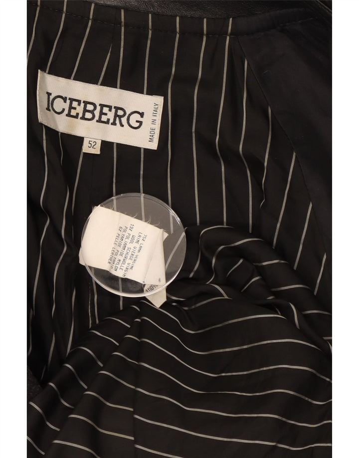 Jaqueta utilitária masculina Iceberg IT 52 XL cinza listrada de lã virgem clássica