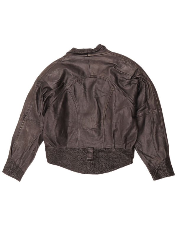 Jaqueta feminina de couro superdimensionada Lee UK 10 pequena couro preto