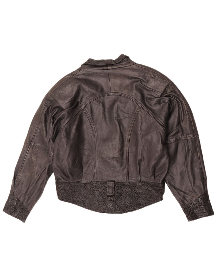 Jaqueta feminina de couro superdimensionada Lee UK 10 pequena couro preto