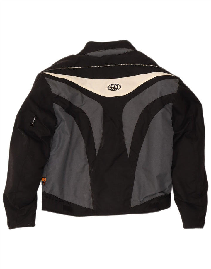 Jaqueta vintage masculina Racer UK 36 poliamida colorblock preta pequena