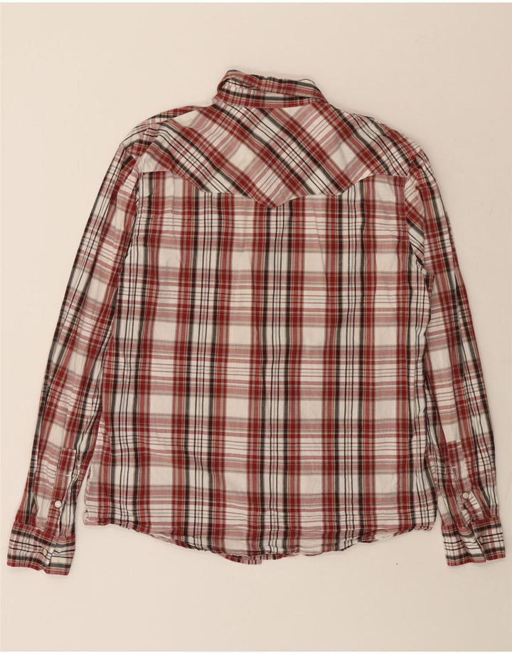 Camisa masculina de ajuste regular WRANGLER de algodão xadrez vermelho médio