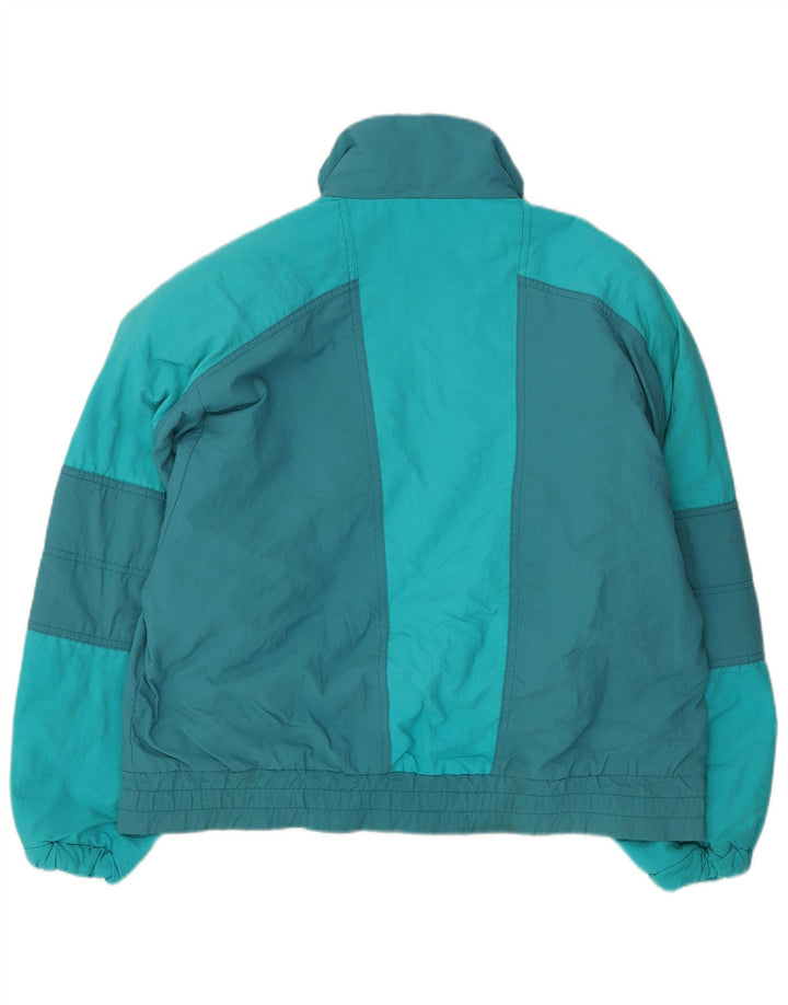 Jaqueta corta-vento masculina vintage UK 38 bloco colorido turquesa médio