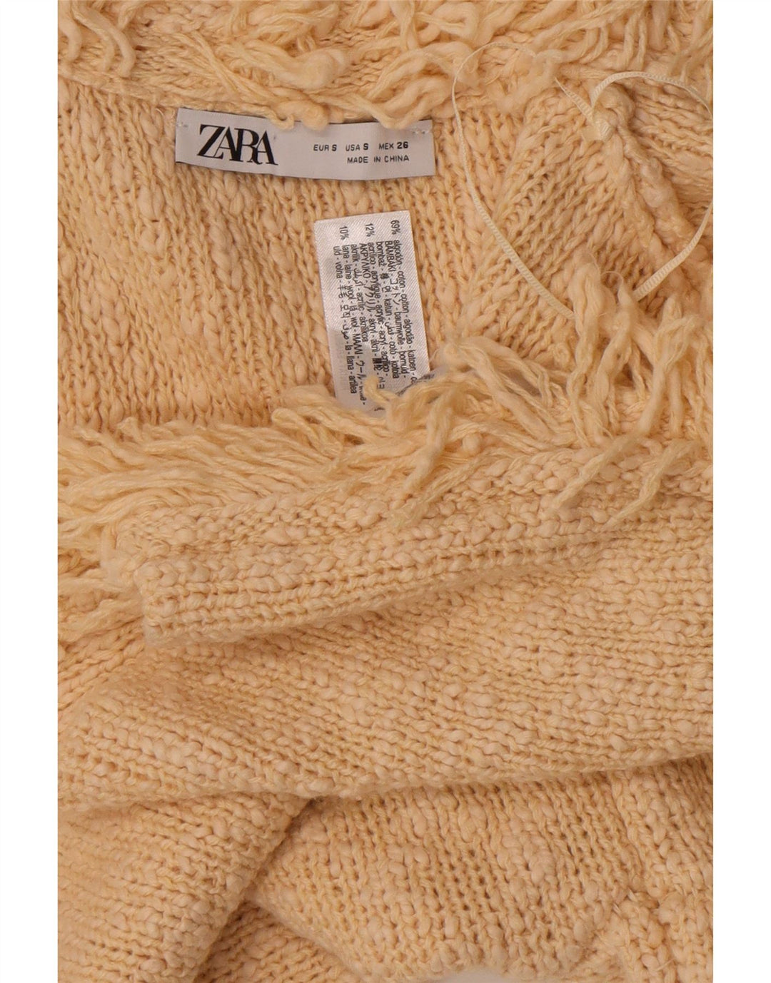 Suéter cardigã aberto feminino Zara pequeno algodão branco