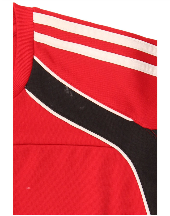 Adidas Mens Moletom Jumper UK 38/40 Médio Vermelho Colorblock Poliéster