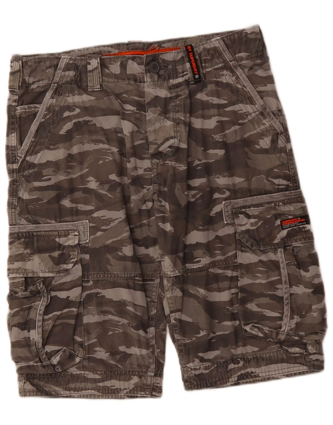 Shorts cargo masculino SUPERDRY W31 algodão camuflado cáqui médio
