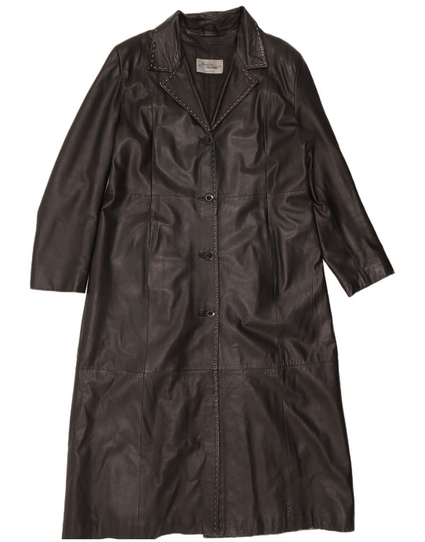 Casaco de couro feminino vintage UK 18 XL couro preto