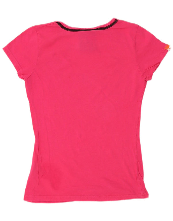 Camiseta feminina Superdry com estampa gráfica UK 10 algodão rosa pequeno