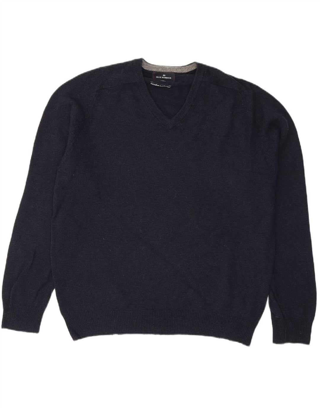Suéter masculino BLUE HARBOR com decote em V, lã de cordeiro azul marinho médio
